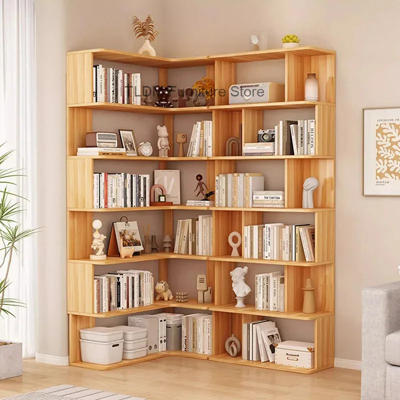Aesthetic Library Furniture Decoration Wooden Storage Book Shelf Minimalist European Vintage Prateleira Home Bookcases Office