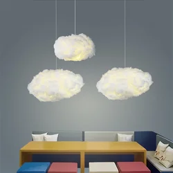 Modern White Clouds Pendant Lamp Decorative Shapes Atmosphere Led Hanging Lighting Fixture Living Bedroom Kids Room Indoor Decor