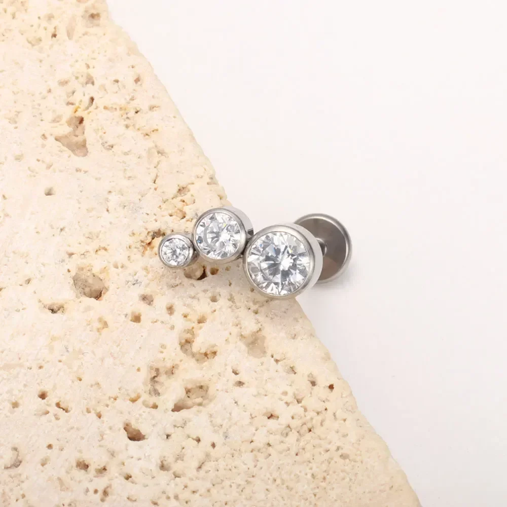 ASTM F136 Titanium punk Piercing Internal Thread Lip Cartilage 5A Zircon Labret Helix Tragus Body Piercing Jewelry wholesale