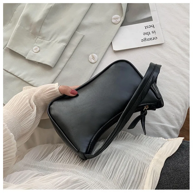 1pc Retro Soft PU Leather Women Shoulder Underarm Bag Casual Solid Color Small Top-Handle Handbag Ladies Fashion Shoulder Bag image 4