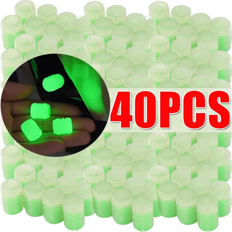 

40-1pcs Luminous Car Tire Valve Cap Fluorescent Night Glowing Decor Motorcycle Bike Wheel Nozzle Dustproof Tyre Valve Stem Caps