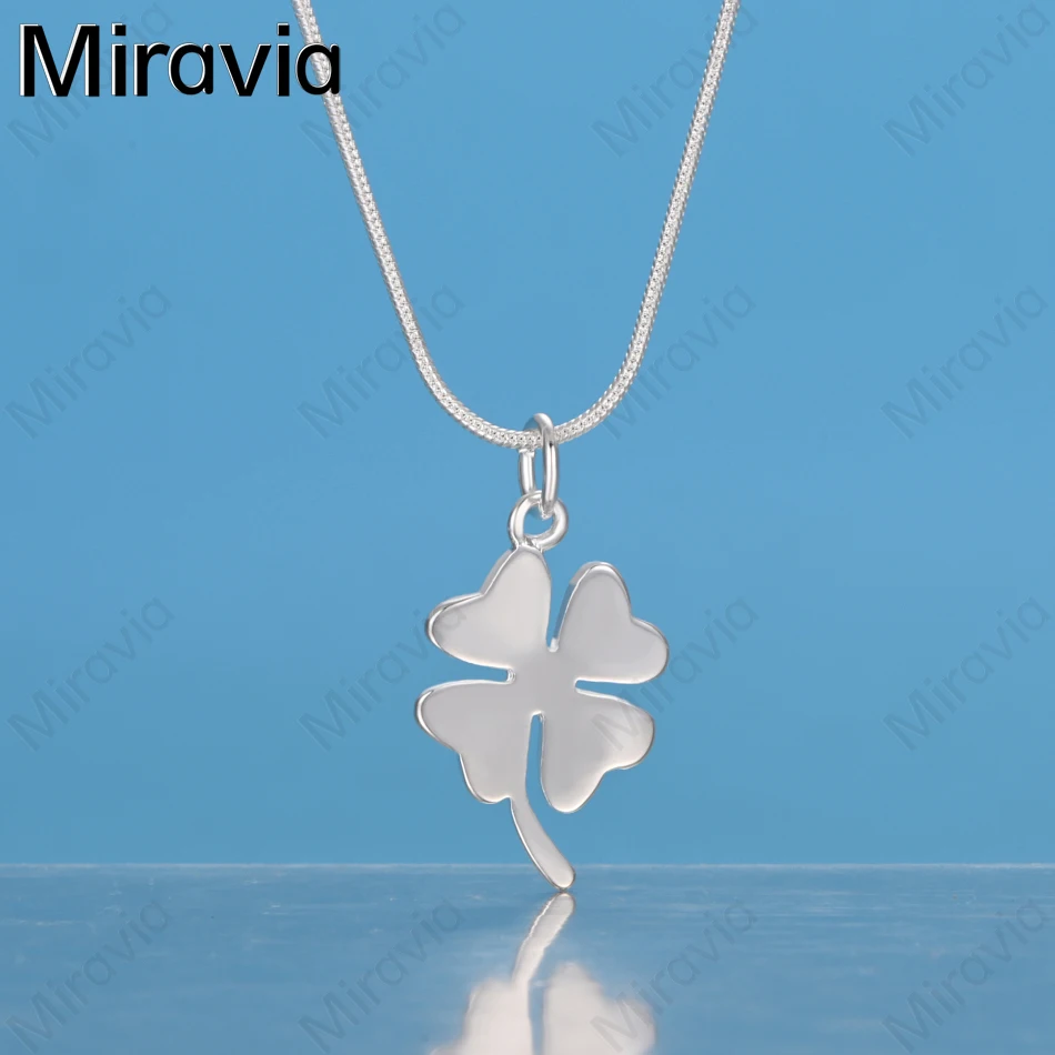 

Miravia 925 Sterling Silver Four-Leaf Clover Pendant Necklace For Women - Vintage Elegant And Noble Party Jewelry