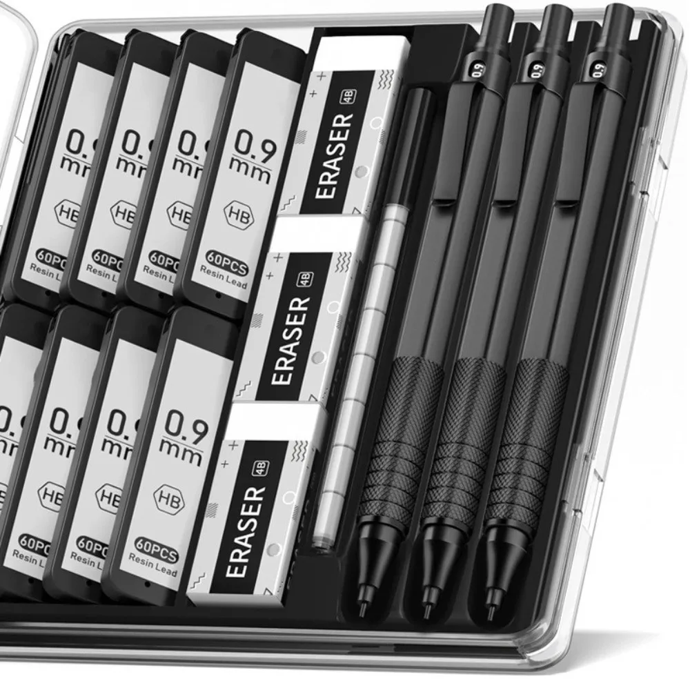 Solid Color Metal Pencil Set Durable Metal Multipurpose Mechanical Pencil Break Resistant Low Center of Gravity