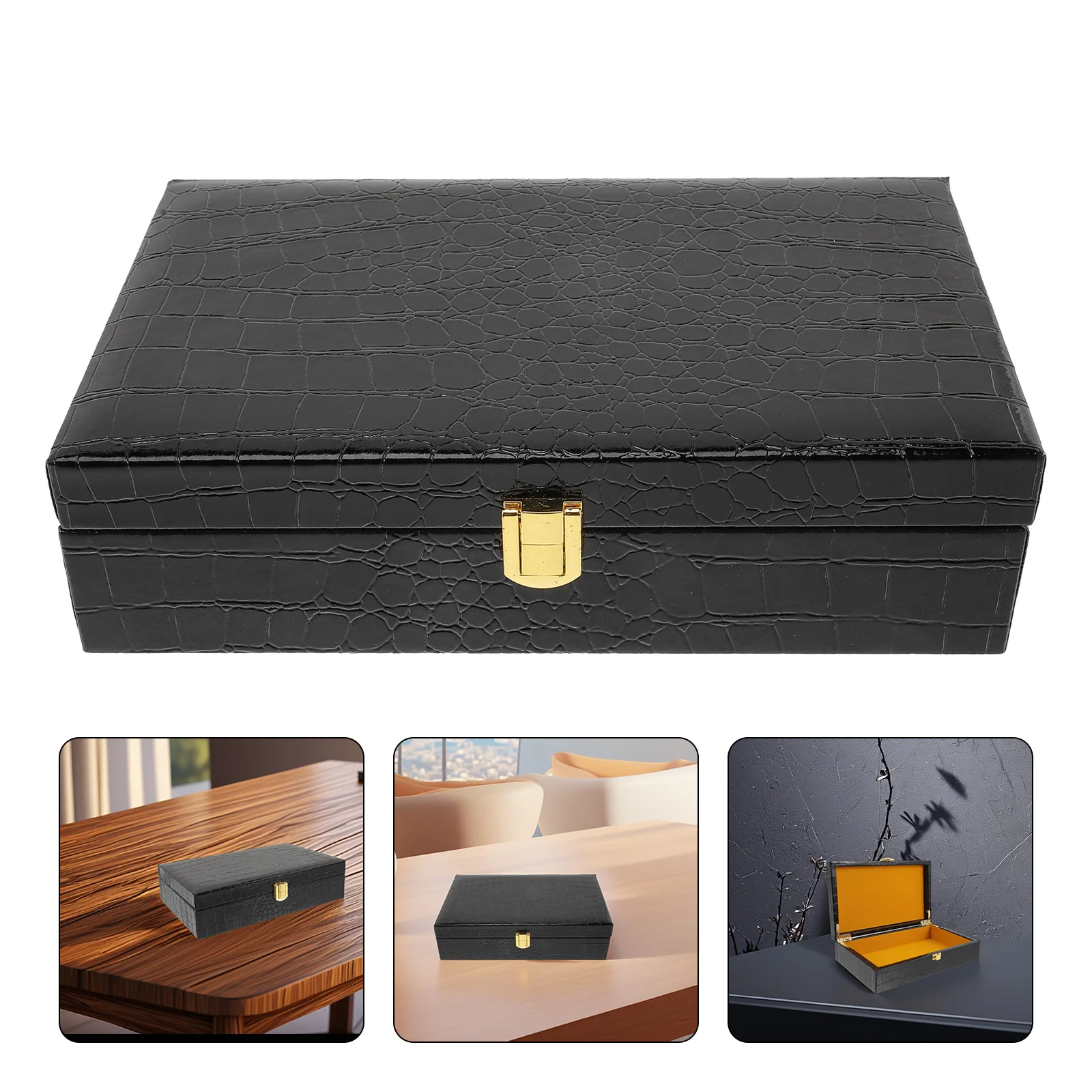 

Stylish Cigar Storage Box Portable Humidor Case Imitation Crocodile Pattern Multi Purpose Container for Cigars Jewelry Gifts