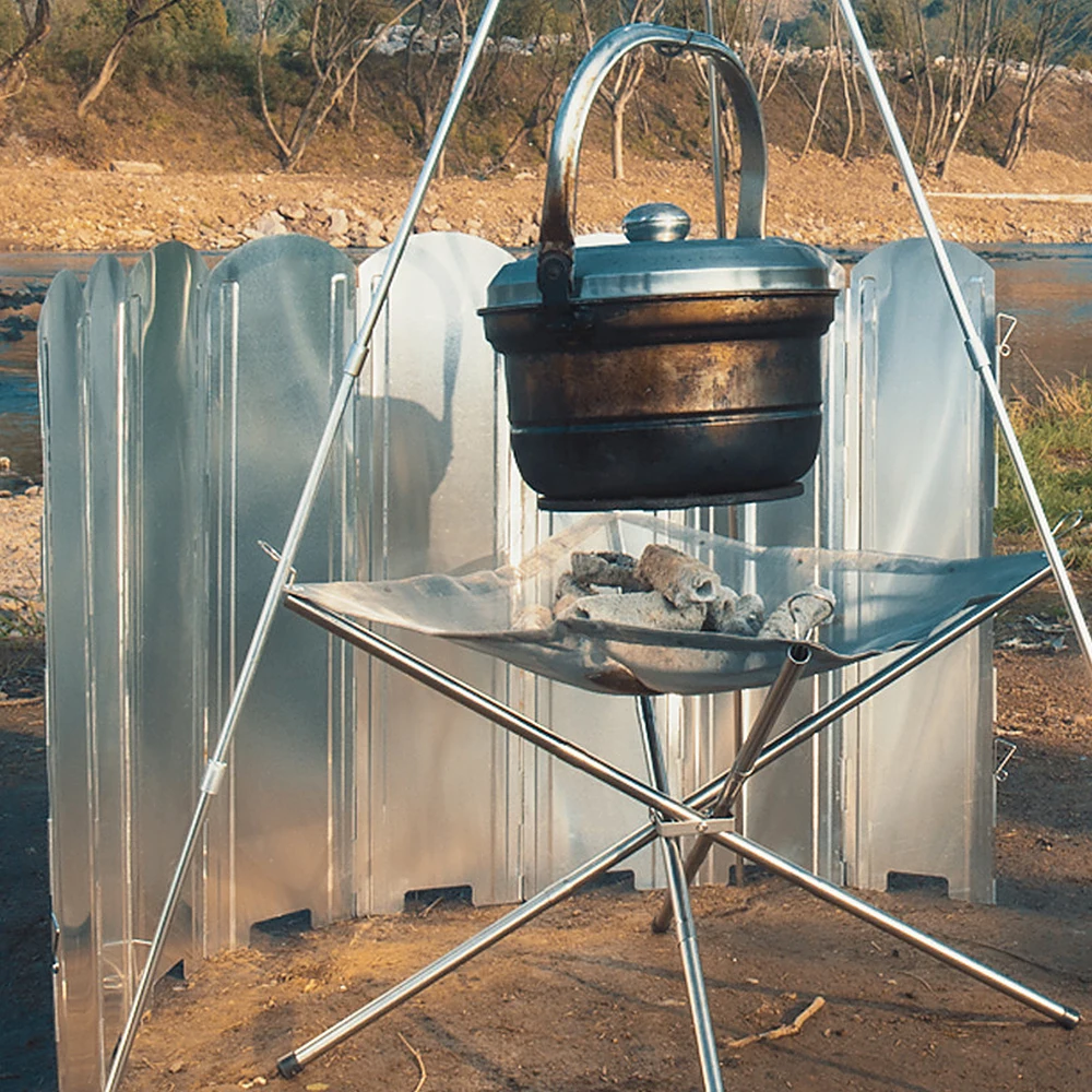 

Складная уличная плита с ветровым стеклом, походная плита, ветрозащитный экран, 8-пластинная плита, лобовое стекло с сумкой для переноски для кемпинга, пикника