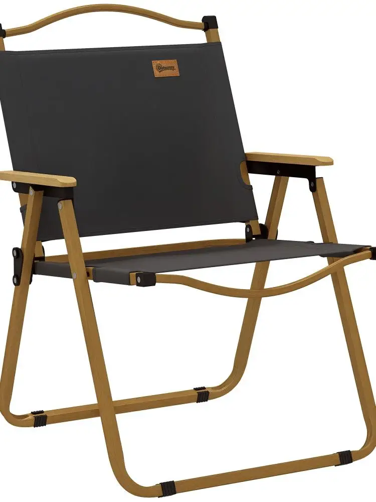 Chaise en plastique grise 54x59x78cm avec accoudoirs et support en acier pour le camping, le jardin et la plage