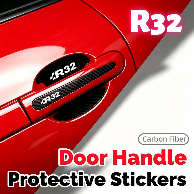 Carbon Car Sticker Door Handle Protector Film for Volkswagen R32 GOLF RLine Jetta Tiguan Passat Anti Scratches Bumper Strips