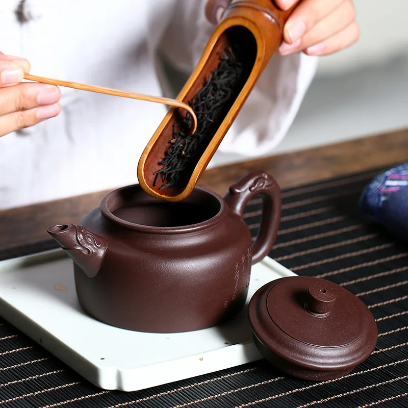 Yixing Zisha Teapot Handmade Aged Purple Clay Dezhong Style Chinese Gongfu Tea Set Pottery Gift