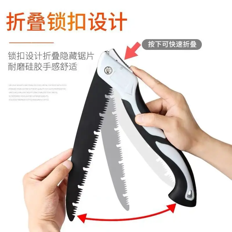 Japanese manganese steel household folding saw anti rust hand-held hacksaw tree dry and wet wood board outdoor woodworki