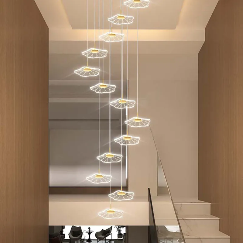Lustre moderno para escada, luminária pendente para iluminação interna, lâmpada de teto suspensa, lustre led para sala de estar, iluminação interna