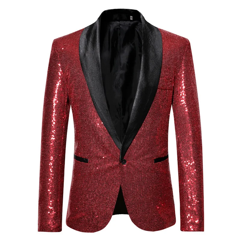 Customized high quality personalized sequined suit jacket fashionable slim dress jacket wedding host suit jacket