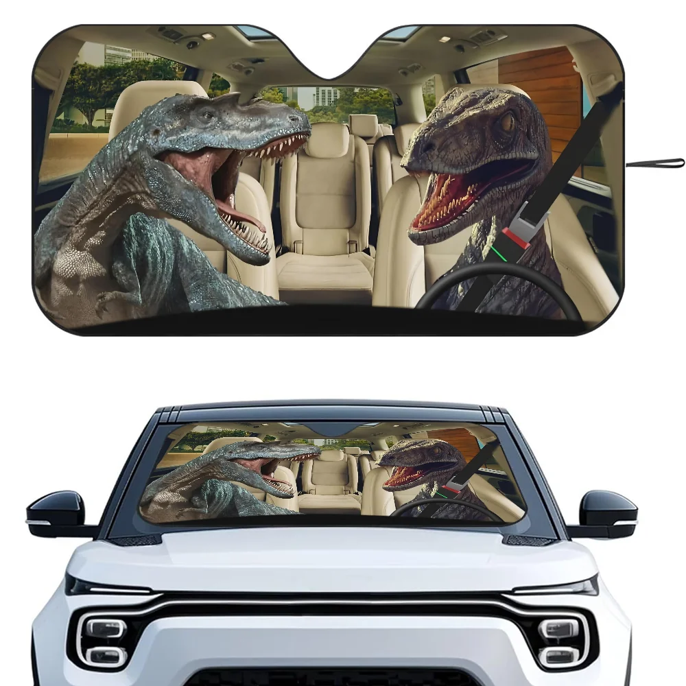 Dinosaur Driving Car Sunshade Curtains Heat-insulating Aluminum FilmReusable Suction Cup Blocks UV Rays Car Sun Visor Protector