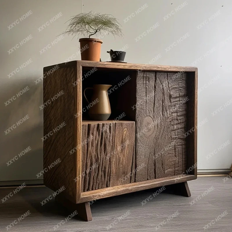 

A bucket cabinet display solid wood storage rack by the side of the meal