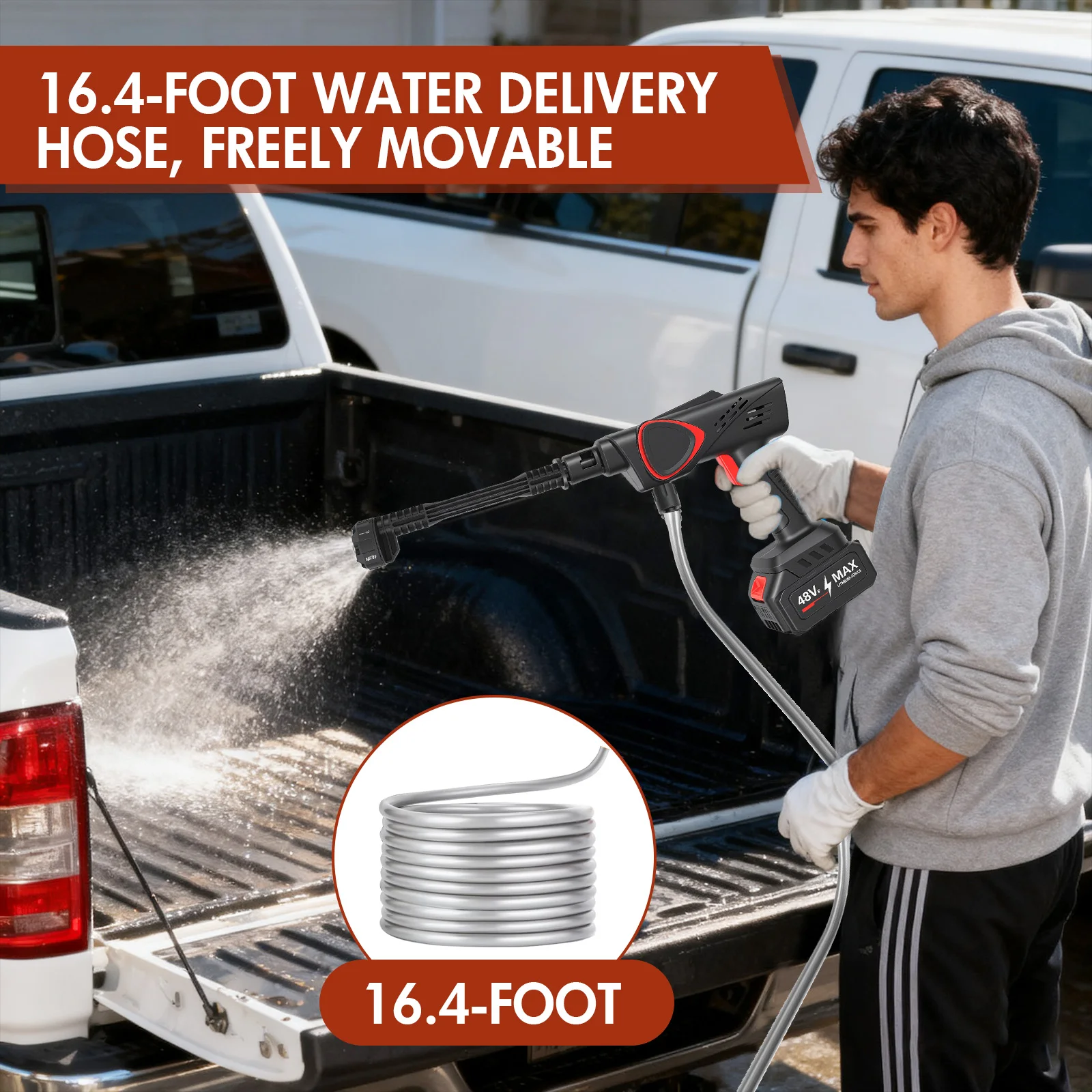 21 فولت المحمولة جهاز تنظيف يعمل بالضغط اللاسلكي G970PSI يده ارتفاع ضغط غسيل السيارات مدفع المياه 6 في 1 فوهة قابلة للتعديل بطارية 4.0Ah