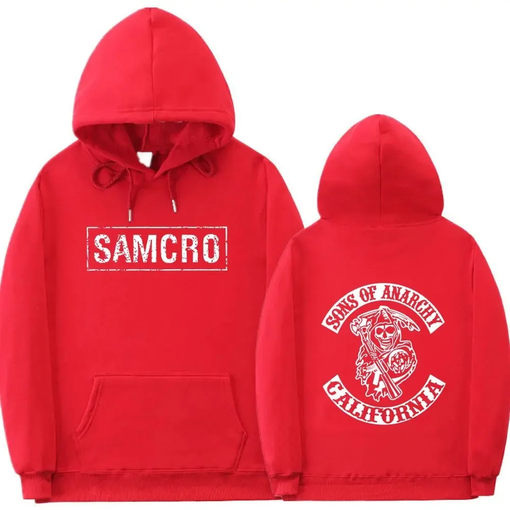 أبناء الفوضى SAMCRO مزدوجة الوجهين طباعة هوديي البلوز الرجال النساء موضة العلامة التجارية تصميم البلوز الرجال الصوف سترات قطنية عالية الجودة