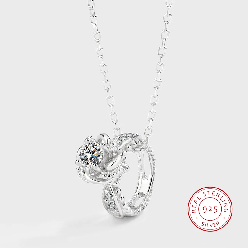

Exquisite and Elegant Authentic S925 Silver Ring Shape Pendant Commuter Versatile Women's Necklace