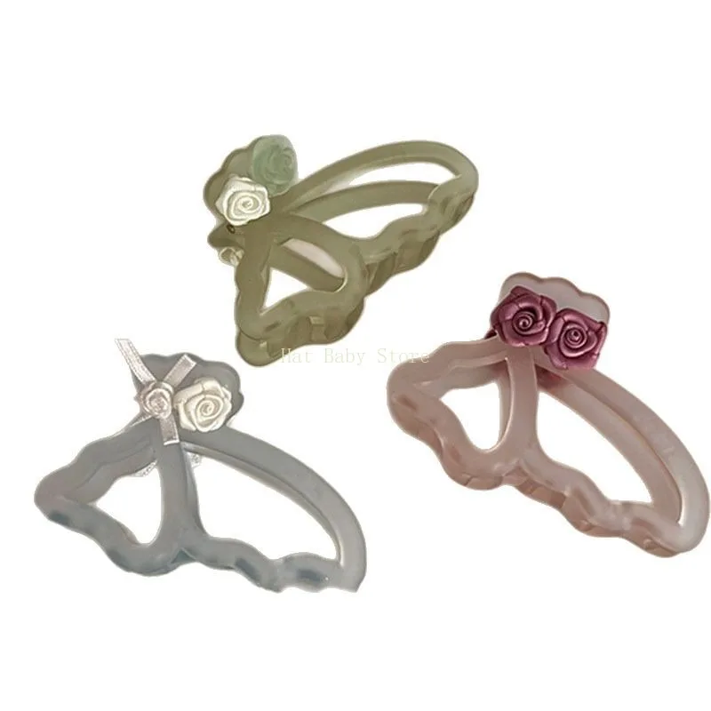

Rose Butterfly Shape Hair Claw Sweet Colorful Flower Claw Clip Elegant Design for Women Shark Clip Fashion Hair Accessories