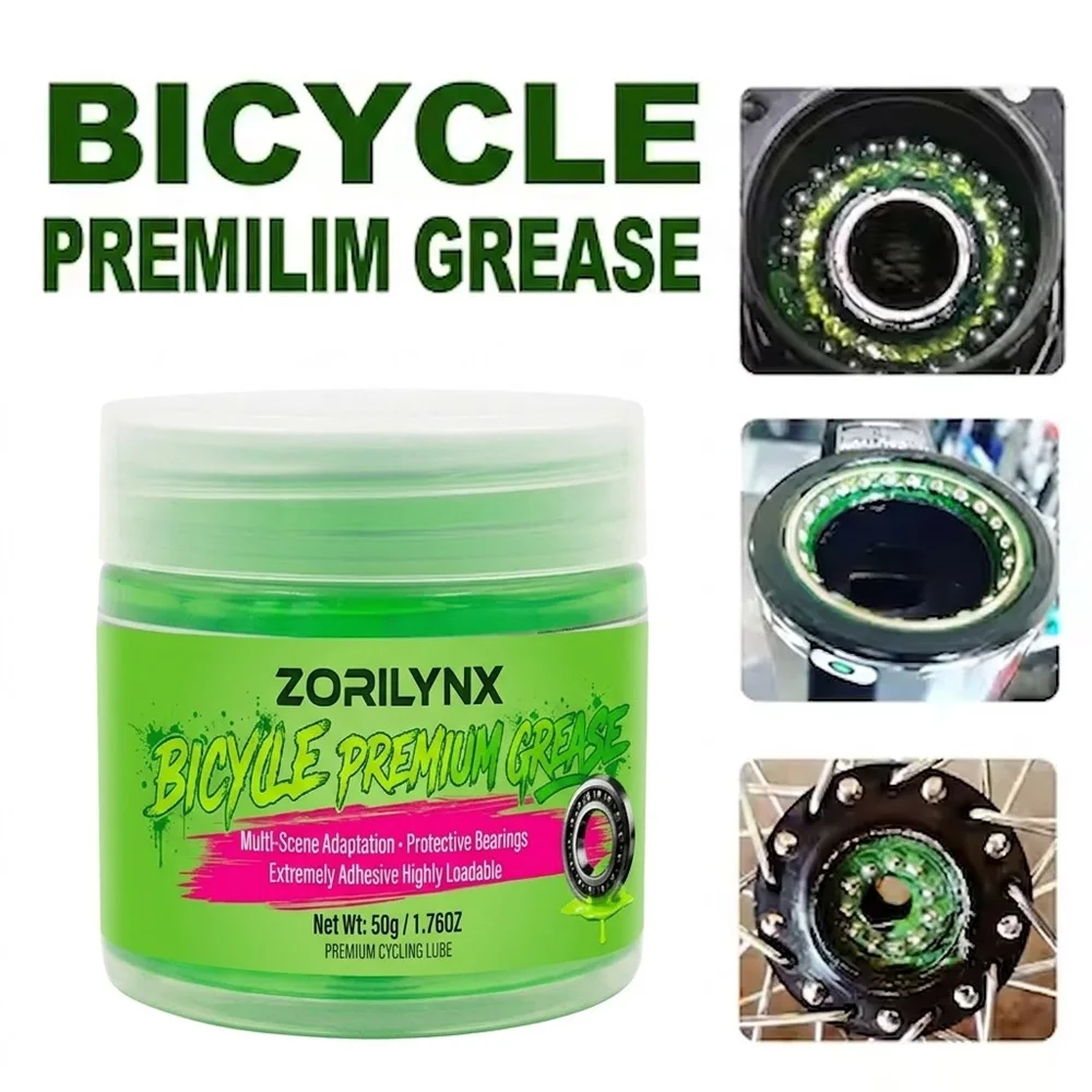 50g Waterproof Bicycle Bearing Grease Green Lube for Hubs BB Headset MTB Road Bike Maintenance Component Synthetic Lubricant Oil