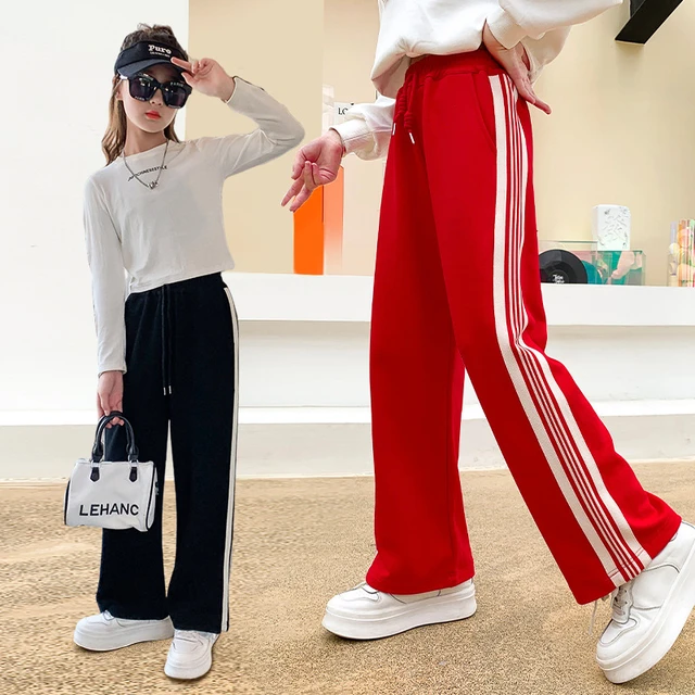 Girls Sport Pants Casual Loose Straight Trousers for Children Fashion Teenager Wide Leg Pants Kids Sweatpants 6 8 10 11 13 14 Y AliExpress