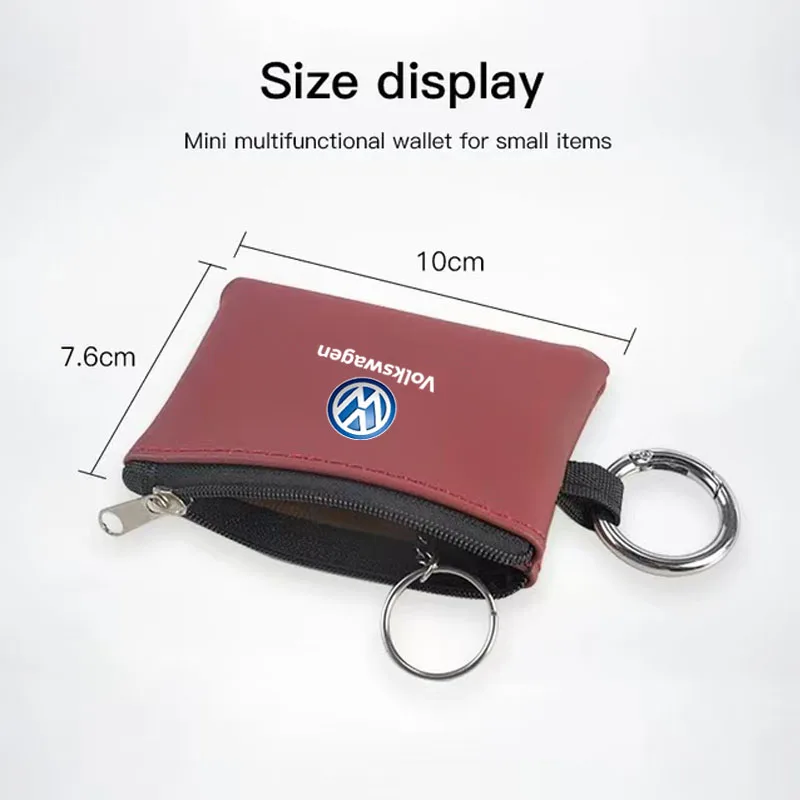 Leather Car Key Bag Coins Wallet Mini Card Pouch Auto Interior For Volkswagen VW RLine R GTI Golf Amarok Phaeton Teramont Tiguan