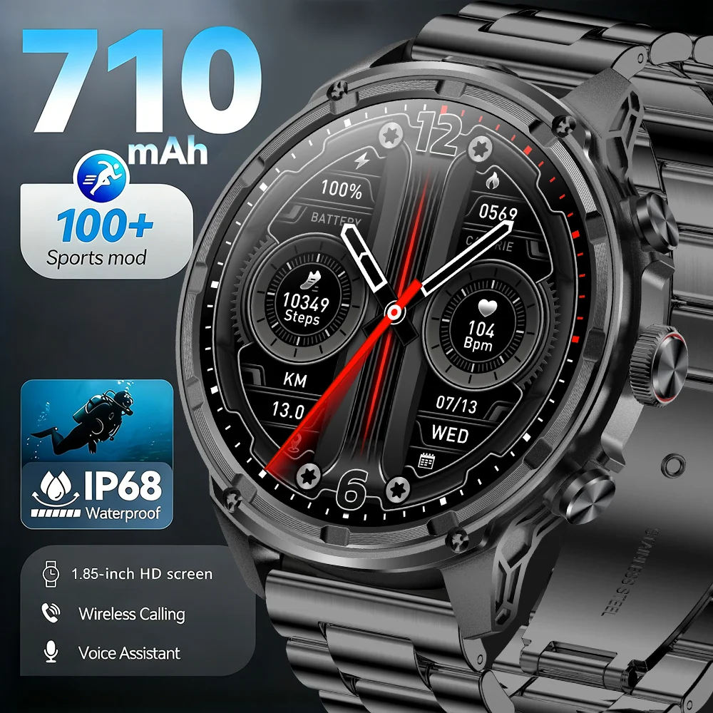 

Новые военные умные часы с большим экраном, умные часы для активного отдыха, GPS-компас, датчик сердечного ритма, светодиодный фонарик, Bluetooth-вызов, спортивные умные часы