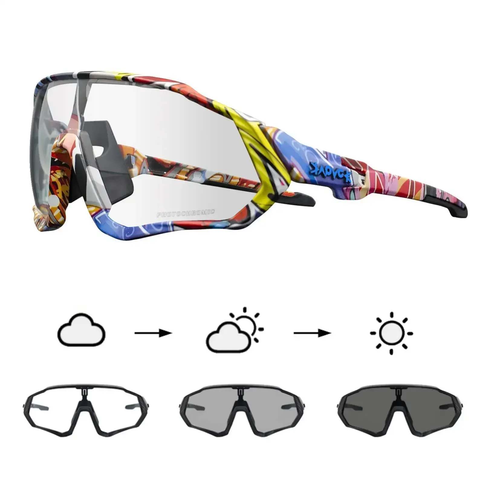 Kapvoe Photochromic Cycling Glasses for Men Women MTB Mountain Road Bicycle Eyewear Sports Cycling Sunglasses Oculos Ciclismo