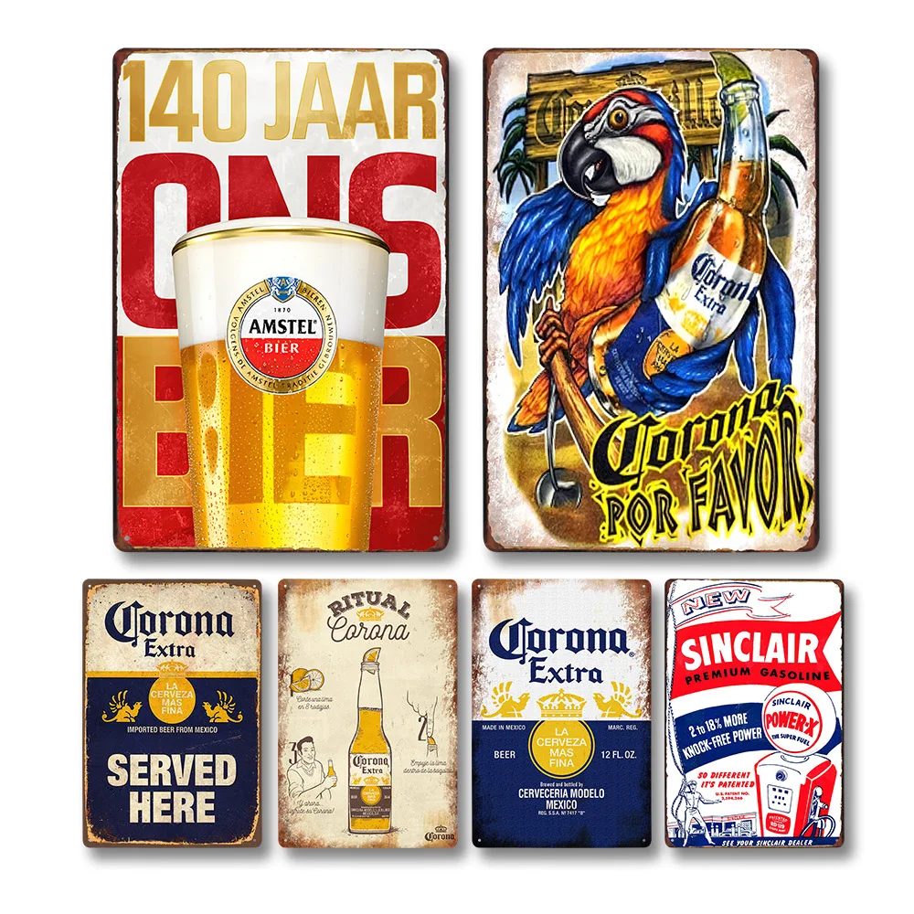 

Antique Beer Advertising Metal Sign Wall Art Plaque Gift for Dad Husband - 20x30cm