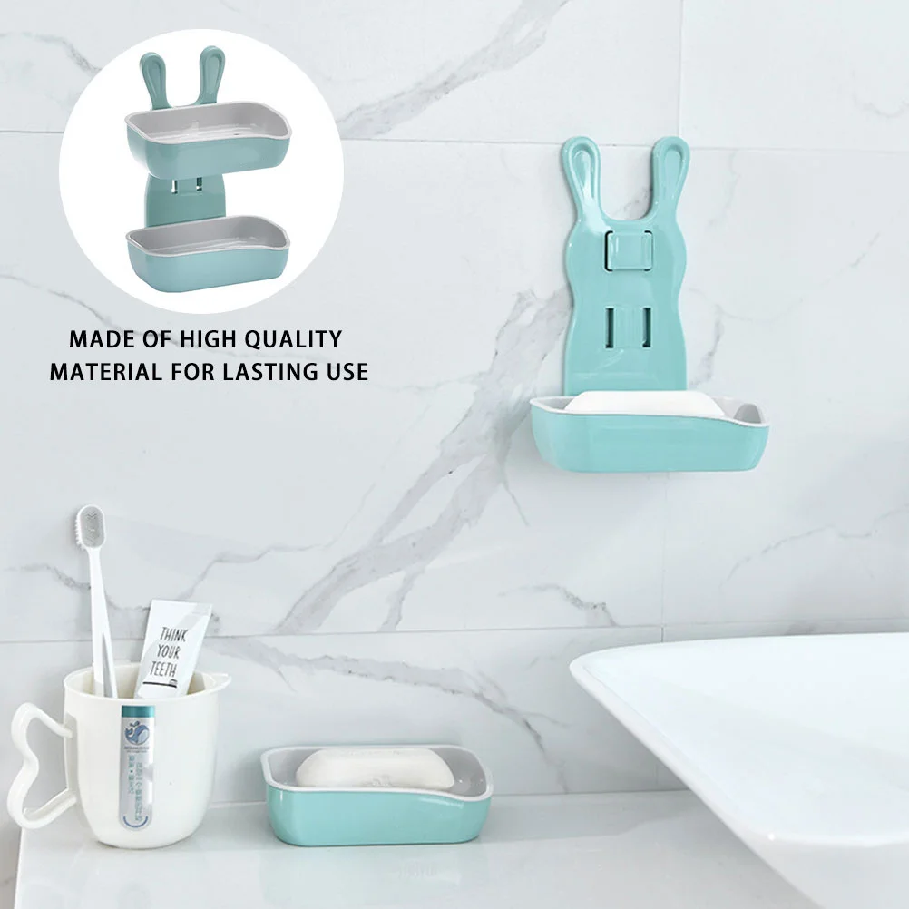 

2Pcs Double-Layer Soap Rack No-Trace Stick for Bathroom Tiles Walls Glass Surfaces Strong Construction Soap Rack