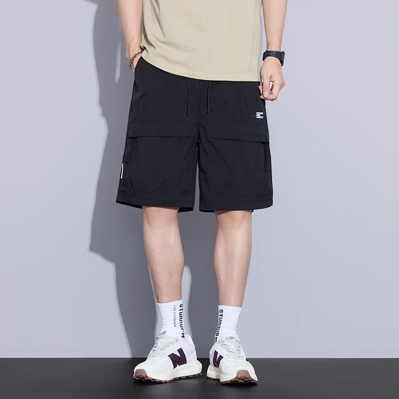 

Мужские летние тонкие шорты-бриджи свободного прямого кроя, повседневные, быстросохнущие, модные, для активного отдыха, тонкая модель 2025 года, новинка