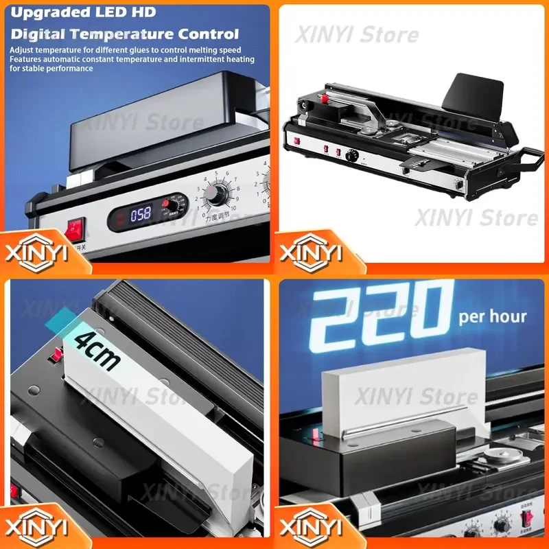 A4 Desktop Hot Melt Glue Book Binding Machine Automatic 220V 110V Large Capacity Thermal Adhesive Binder for Office Home Use