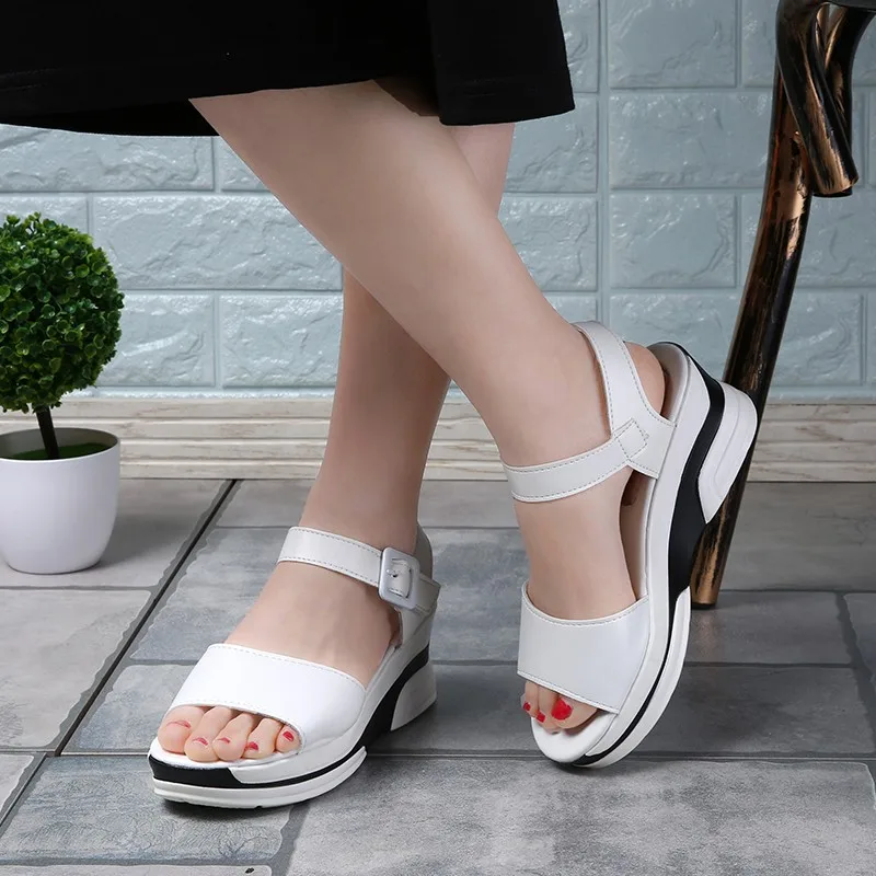 High Heel Sandals girls Summer 2022 New Platform Open Toe Wedges Heel White Sandals Wedges Shoes for Ladies Fashion Shoes