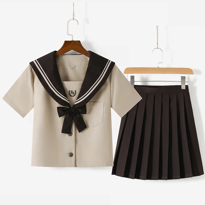 Milk Tea Two Jk Uniform School Wind Long Sleeve Soft Sister Sailor Dress College Class Dress Pleated Skirt Suit Anime Cosplay