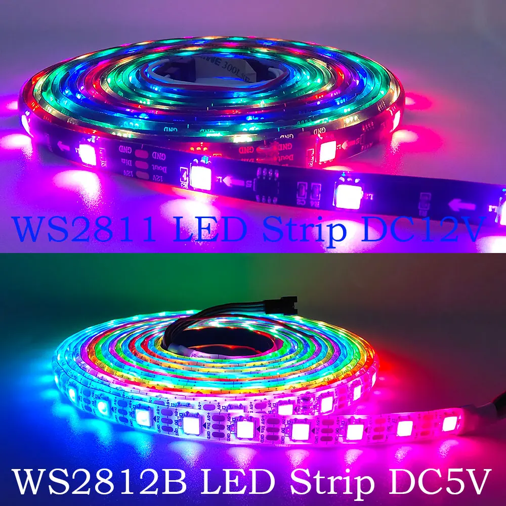 WS2812B WS2815 Individually Addressable LED Strip, WS2811 RGBIC LED Strip ,30/60/74/96/144 Pixels/Leds/m Tape Light 5V/12V