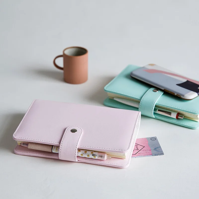 Loose-leaf Notebook Shell Solid Color Handbook Cover Diary Cover Leather Macaron Handbook Case PU Case for Notebook