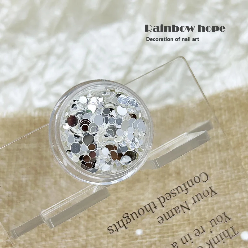 1 Box Mirror White Round Sequin  Star Moon Circle Sequin Nail Decoration Nails Accessories  DIY Nails Mixed Nail Sequins