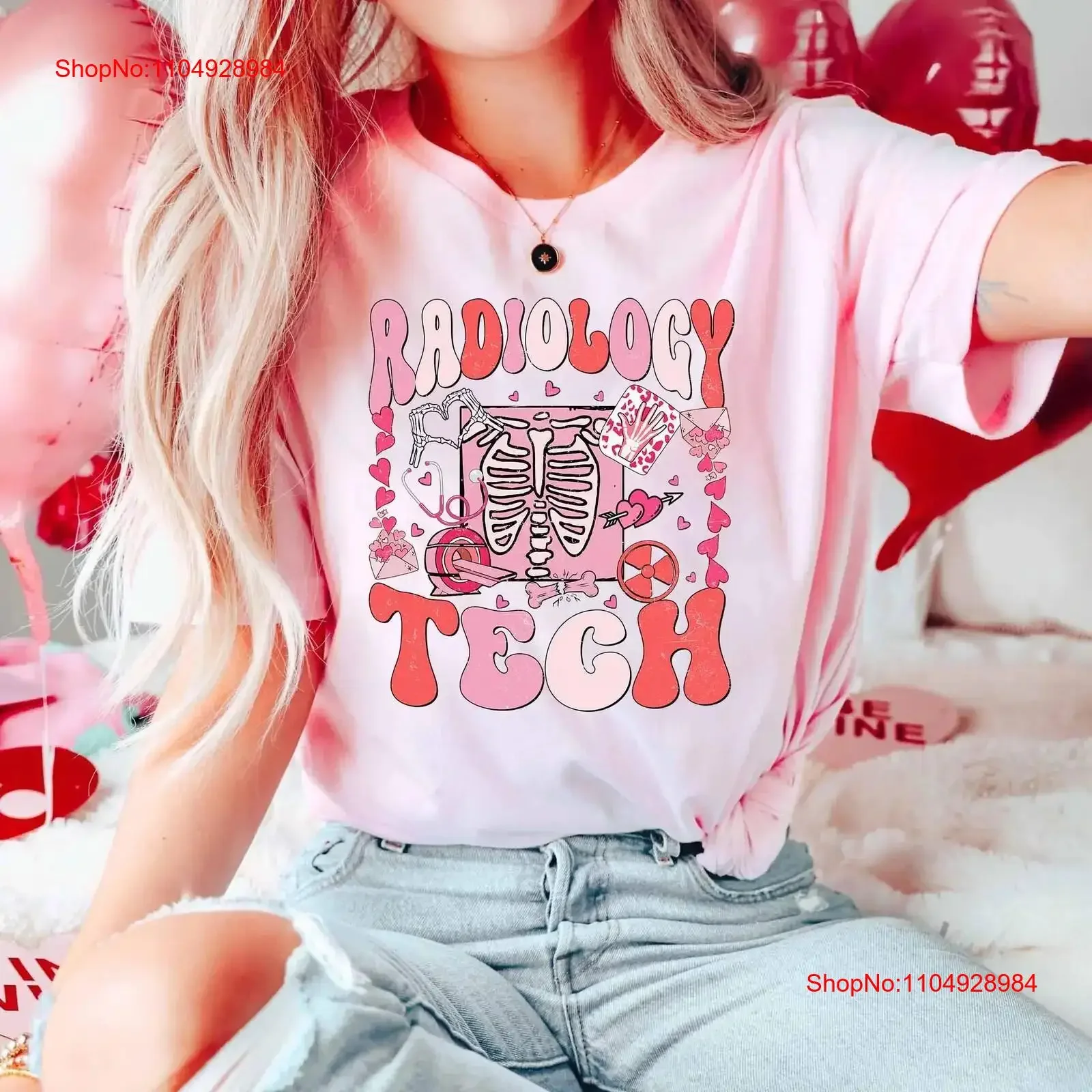 

Футболка Radiology Tech Valentine Rad Radiate Love Xray, винтажный потертый повседневный топ для повседневной носки, уличная одежда с графическим рисунком