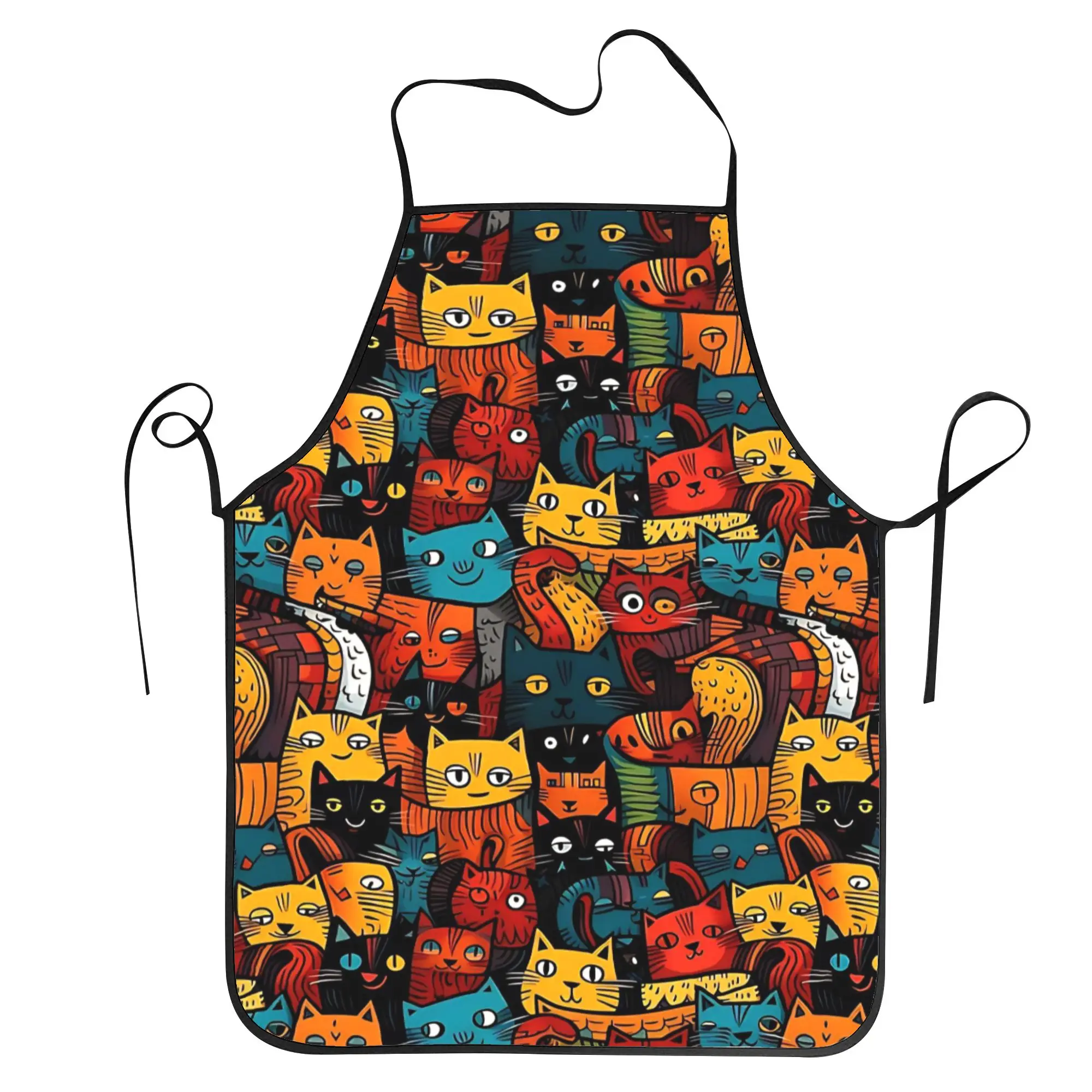 Kitty The World Through a Cat's Eyes  Apron  Waterproof Cafe Bibs Cats Pattern Cuisine Cooking Baking Household Cleaning Tablier