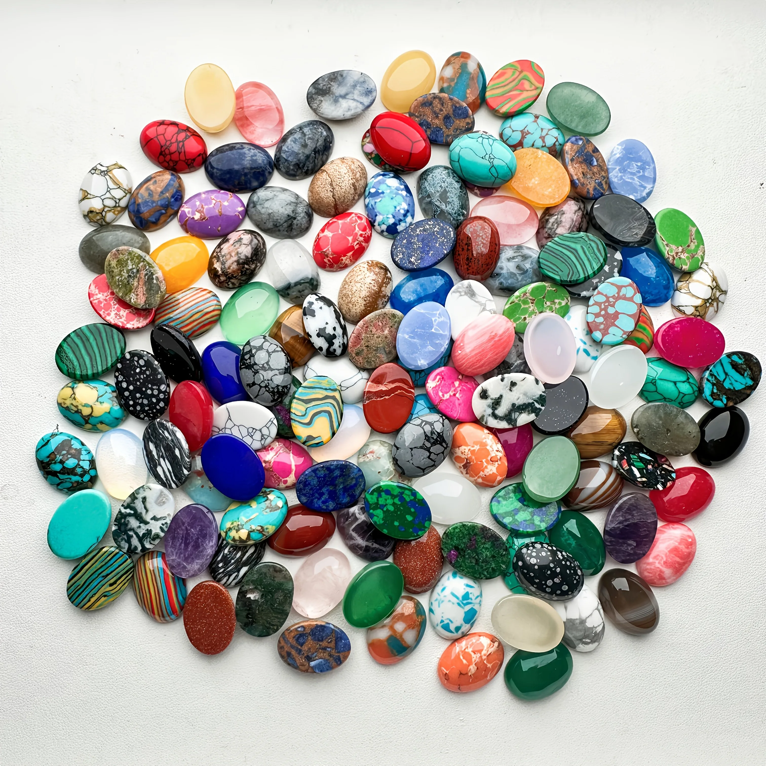 20pcs Random color oval flat bottom, DIY pendant earrings, jewelry making, photo frame decoration, home décor