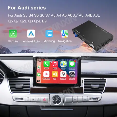 Linux System For Audi A8 D4 2013-2026 Wireless Carplay Box Android Auto FM DSP DAB WIFi GPS RDS Front Rear Camera