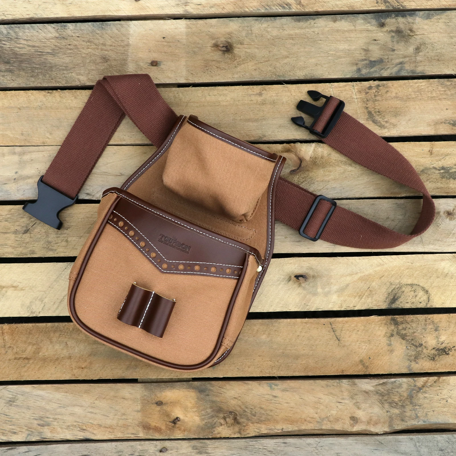 

Tourbon Hunting Accessories Cartridges Speed Game Waist Bag Trap Shooting Ammo Case Sporting Clay Ammo Shells Canvas Pouch Brown
