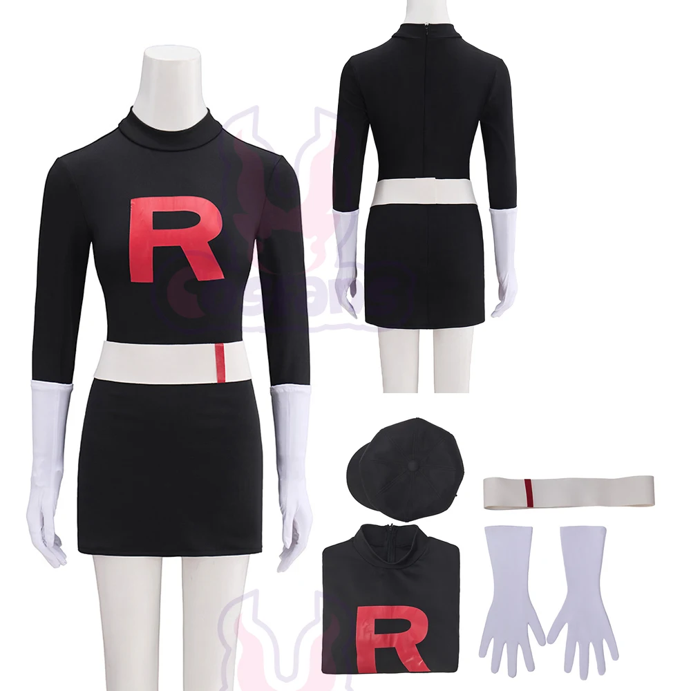 Anime Game Cosplay Team Rocket Grunt  Red Cosplay Costumes Black Uniform Hat Man Hallowe Carnival Party Outfits Woman Christmas