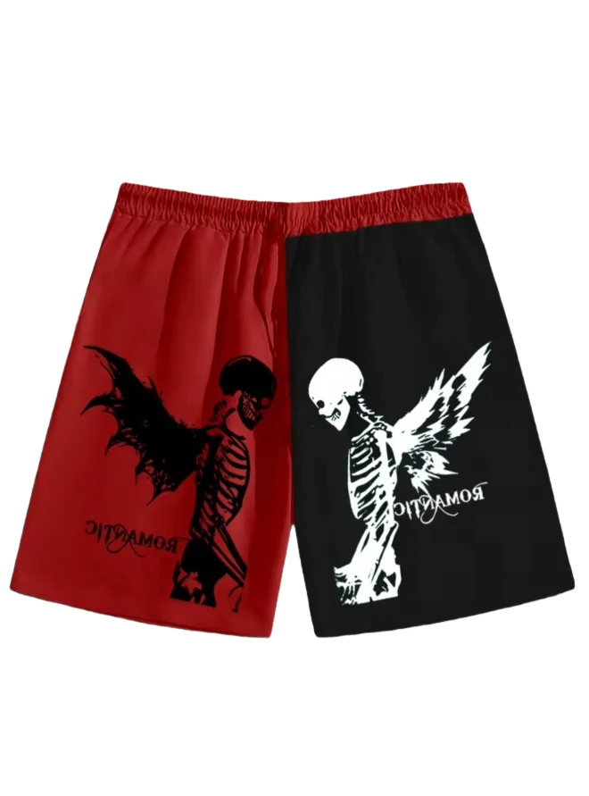 Latest Y2K Skull Element Street Shorts Summer 3D Printed Adult Unisex Casual Shorts Casual Streetwear Loose Sport Shorts Moto