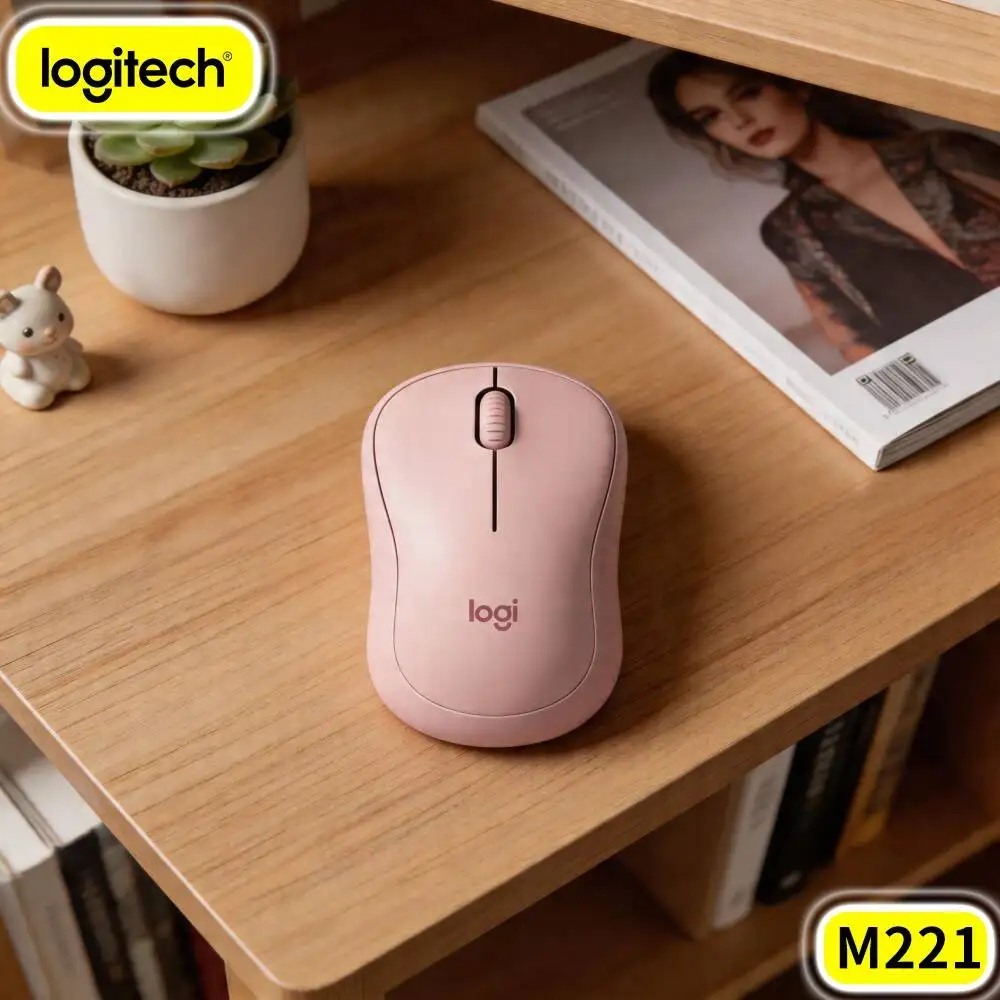 Logitech M221 2.4G Wireless Office Mice Ergonomic Contour Smooth Optical Tracking For Home Desktop Laptop Notebook Daily Work