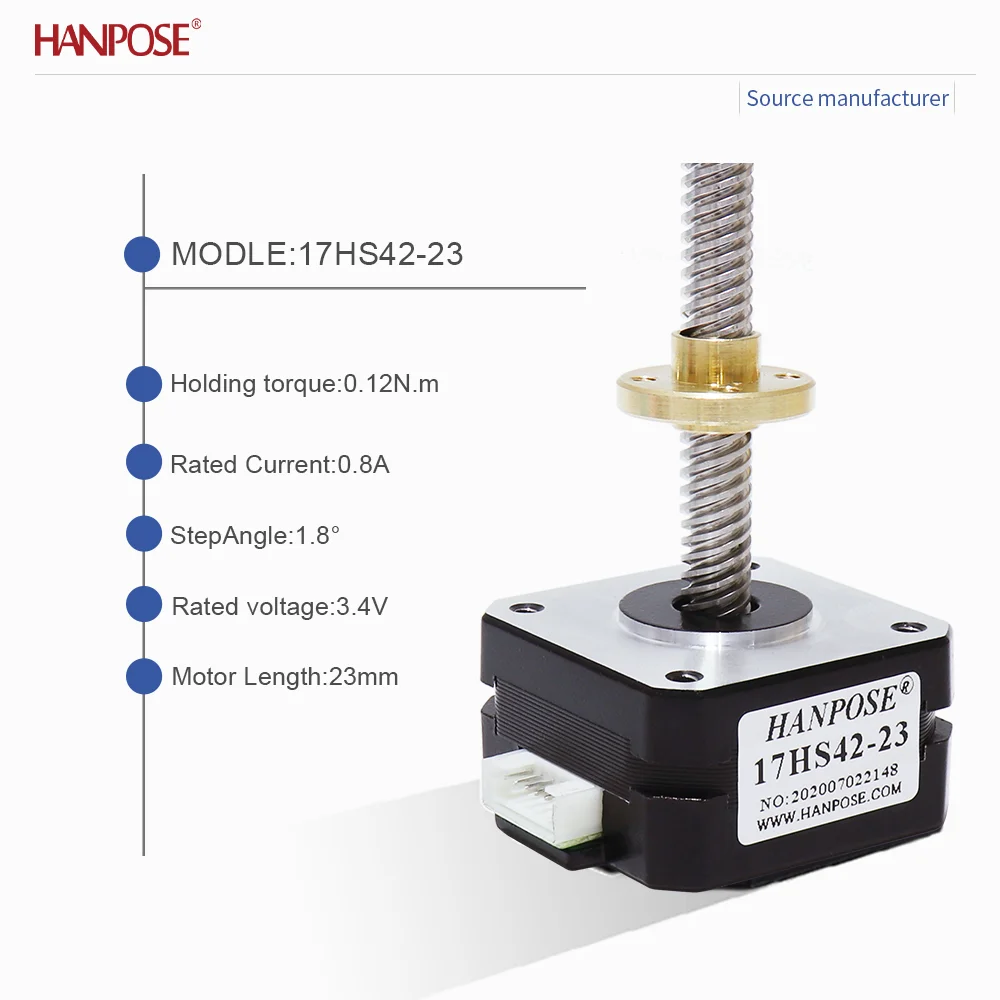 Screw Precision Stepper Motor Can Be Customized Model 17HS4223-T8, Current 0.8A, Automation Equipment Printer