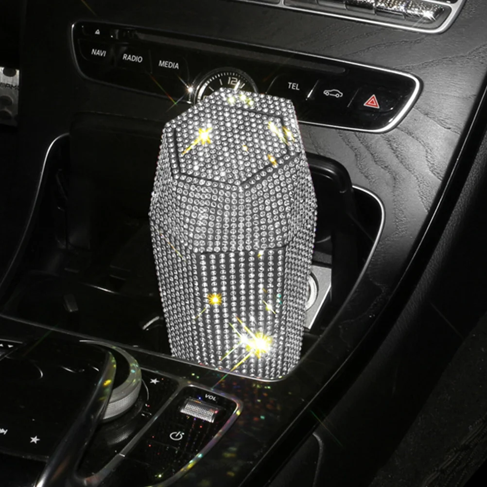 

Mini Trash Can Cute Car Trash Can Rhinestone Vehicle Trash Can Bling Automotive Trash Can with Lid auto garbage bin