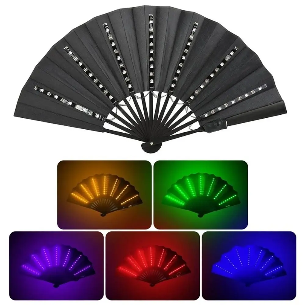 Fun Silk LED Fan Folding Luminous Glow Fan LED Light Discoloration Fan Bar Stage