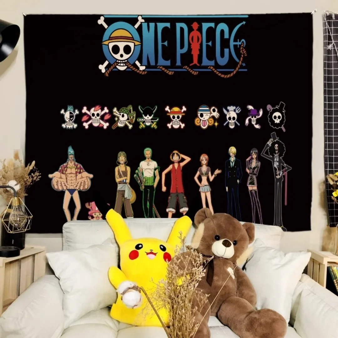 Luffy One Piece Anime Hintergrund-Wandteppich, Wandbehang für Schlafsäle, Stoffdekoration für Jungenzimmer, Kopfteil-Dekoration, Kunst