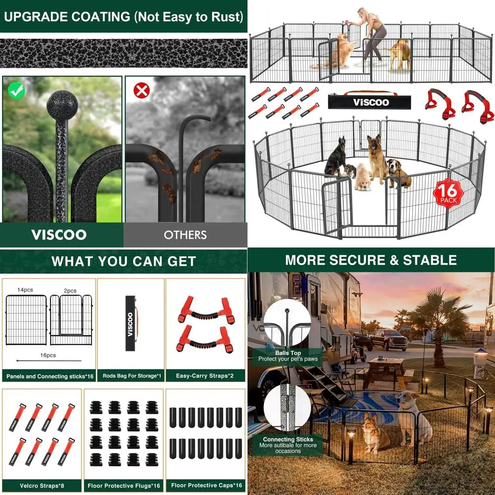 

Манеж для собак на открытом воздухе, 16 панелей, 32-дюймовая ручка для собак в помещении, металлический забор для собак на открытом воздухе, забор для больших/средних/маленьких собак, домашние щенки