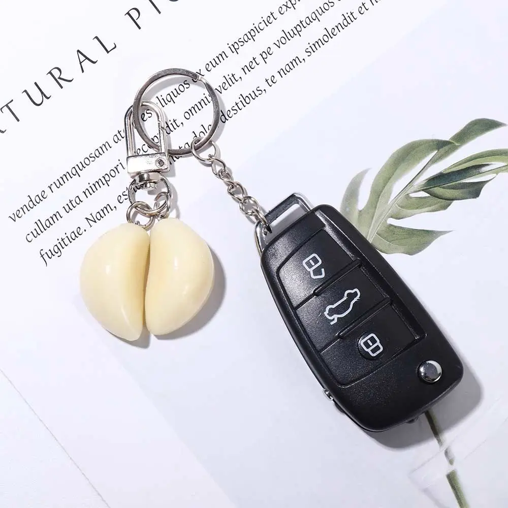 Funny Women Men Vegetable Car Keychains Student Jewelry Garlic Pendant Garlic Keychain Garlic Keyring Food Keychain