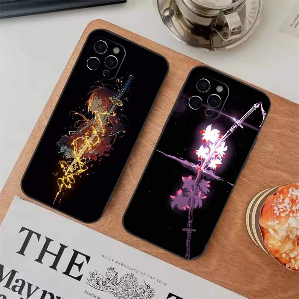 Epic anime Rurouni Kenshin Phone Case For iPhone  11 12 13 14 15 16 17Pro,MAX Soft Black Shockproof Cover